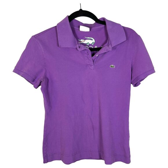 Lacoste Purple Embellished Polo Shirt Women's Size 42 (US Large) - Picture 1 of 6